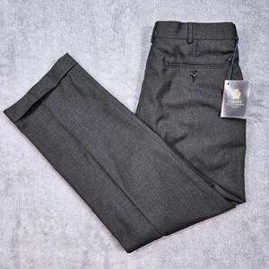 Chaps Ralph Lauren Trousers Mens 34x29 Gray NEW Pleated Cuffed Dress Pants